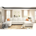 White 123 U-Shaped Modular 4 Seater Sofa with Storage Ottomans, Easy Assembly and Transport
