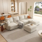 White 123 U-Shaped Modular 4 Seater Sofa with Storage Ottomans, Easy Assembly and Transport