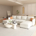 White 123 U-Shaped Modular 4 Seater Sofa with Storage Ottomans, Easy Assembly and Transport
