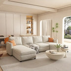 White 123 U-Shaped Modular 4 Seater Sofa with Storage Ottomans, Easy Assembly and Transport