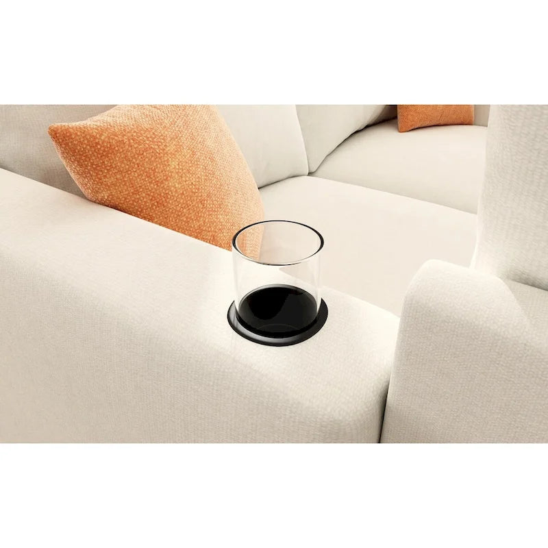 White 123 U-Shaped Modular 4 Seater Sectional Sofa with Storage Ottomans, Easy Assembly and Transport