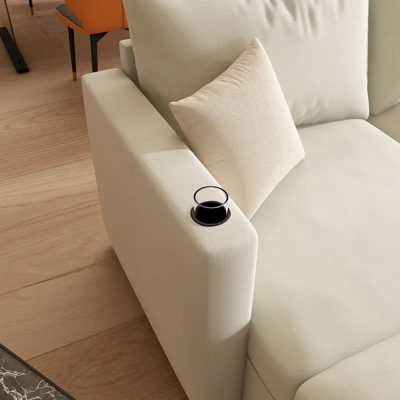 White 123 U-Shaped Modular 4 Seater Sectional Sofa with Storage Ottomans, Easy Assembly and Transport