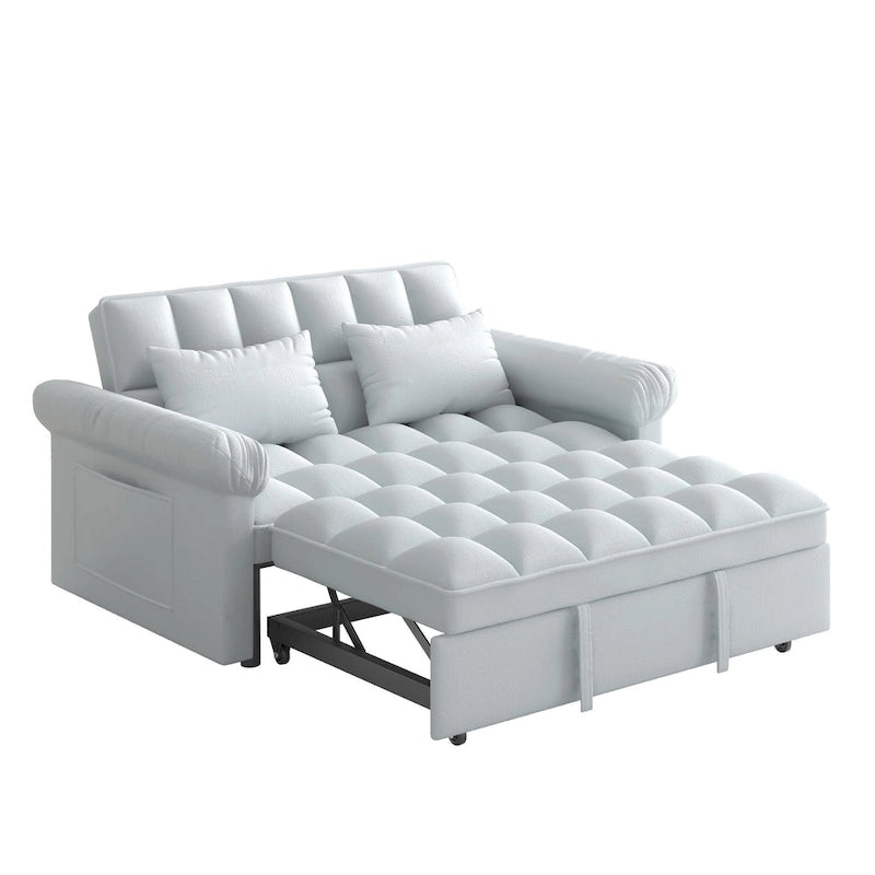 56 Foam 2-Seater Sofa Bed with Pull-Out Sleeper and Adjustable Backrest