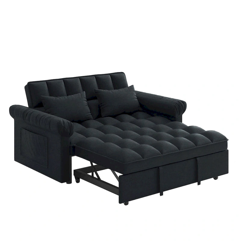 56 Foam 2-Seater Sofa Bed with Pull-Out Sleeper and Adjustable Backrest