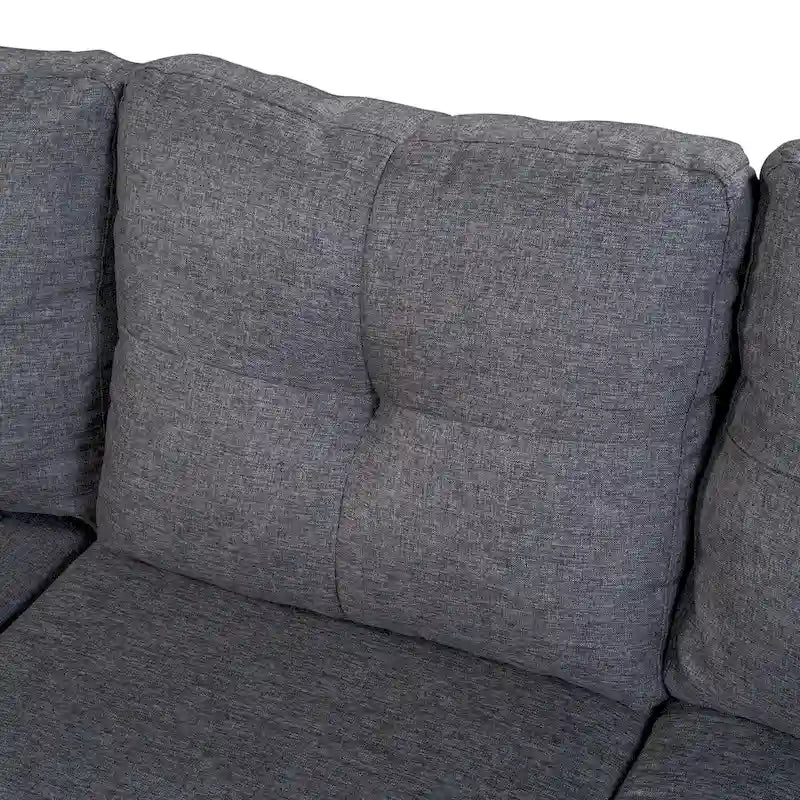 105.2 Reversible L-Shaped 6-Seater Sectional Sofa with Storage Ottoman and Cup Holders, Space-Saving Linen Design