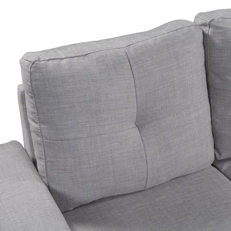 105.2 Reversible L-Shaped 6-Seater Sectional Sofa with Storage Ottoman and Cup Holders, Space-Saving Linen Design