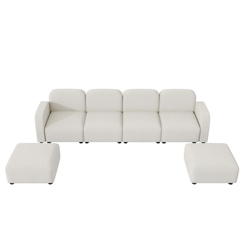 116 Modular U-Shaped Velvet 6-Seat Sectional Sofa with Two Ottomans, Reversible Design for Customizable Living Space