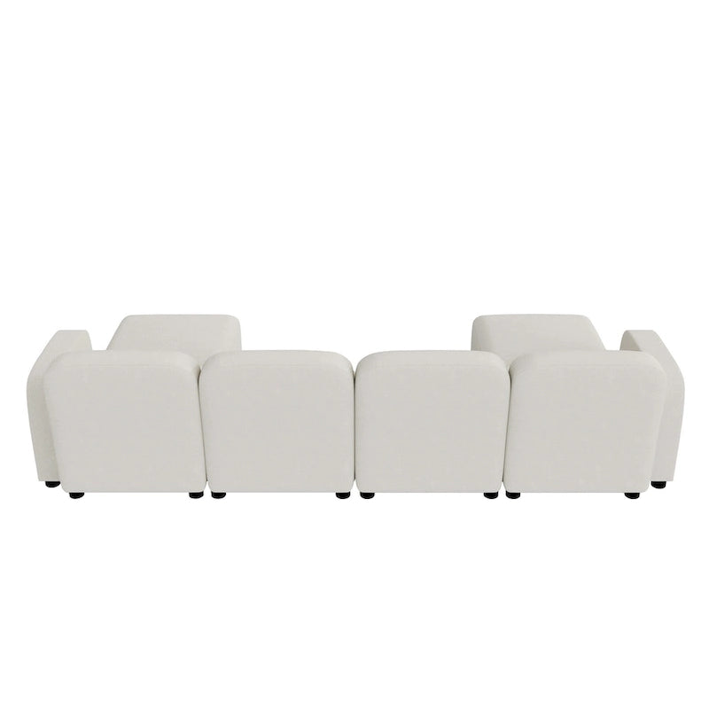 116 Modular U-Shaped Velvet 6-Seat Sectional Sofa with Two Ottomans, Reversible Design for Customizable Living Space