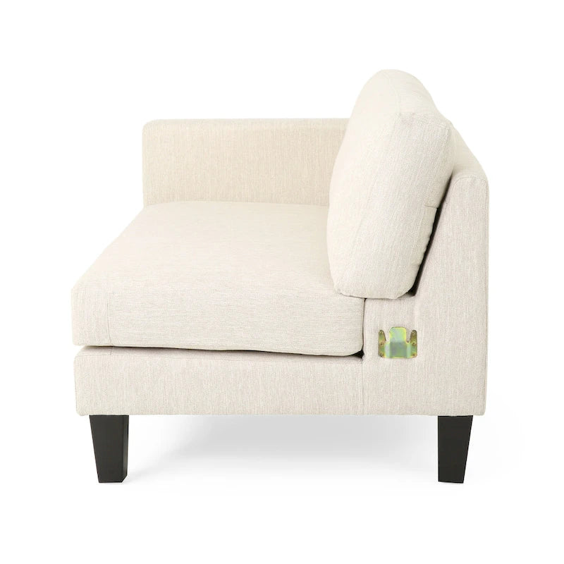Beige Modern 101 3-seater Sofa with Wood Legs and Two Pillows for Living Room