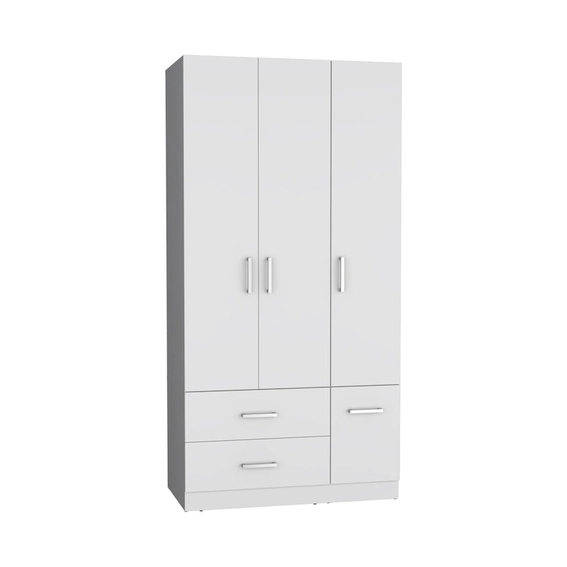18.7 Modern Four-door Armoire with Hanging Rod, Two Drawers and 6 Shelves