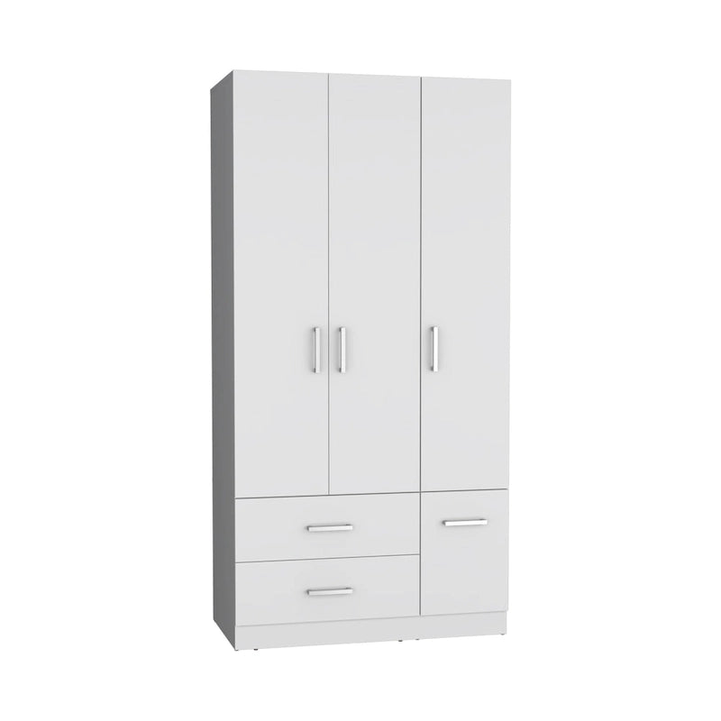 18.7 Modern Four-door Armoire with Hanging Rod, Two Drawers and 6 Shelves