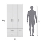 18.7 Modern Four-door Armoire with Hanging Rod, Two Drawers and 6 Shelves