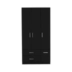 18.7 Modern Four-door Armoire with Hanging Rod, Two Drawers and 6 Shelves
