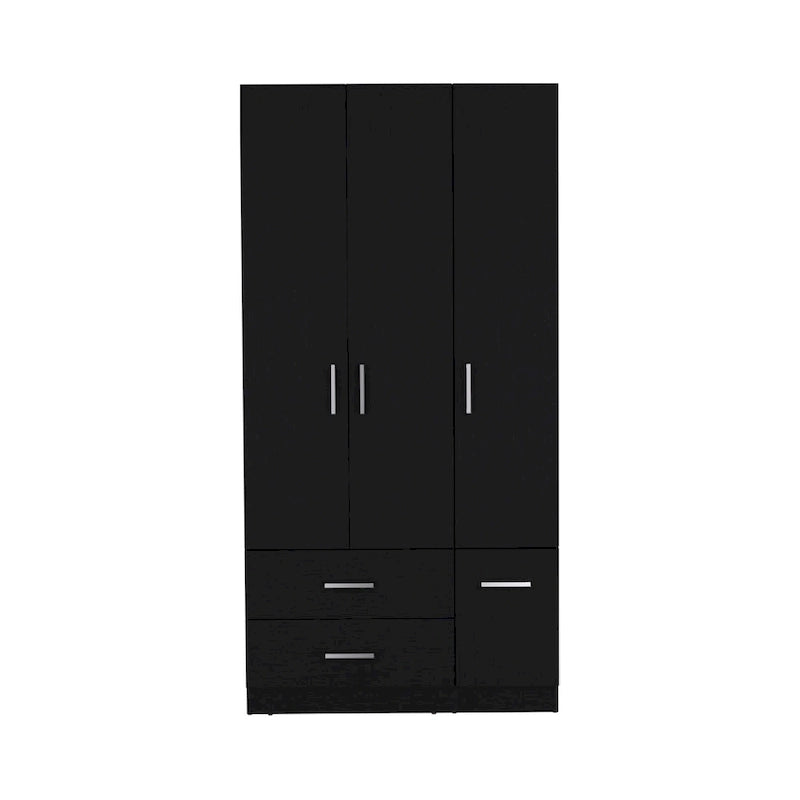 18.7 Modern Four-door Armoire with Hanging Rod, Two Drawers and 6 Shelves