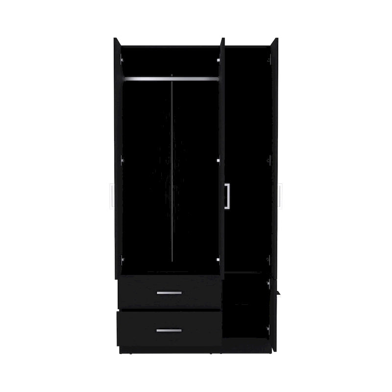 18.7 Modern Four-door Armoire with Hanging Rod, Two Drawers and 6 Shelves