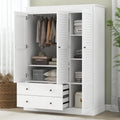 47.2 Modern Armoire with 3 Shutter Doors, 2 Drawers and 4 Storage Shelves