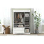 47.2 Modern Armoire with 3 Shutter Doors, 2 Drawers and 4 Storage Shelves