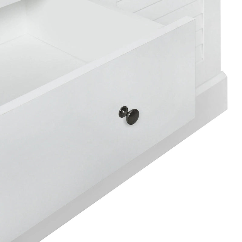 47.2 Modern Armoire with 3 Shutter Doors, 2 Drawers and 4 Storage Shelves