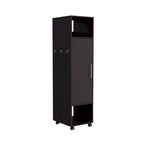 15.7 Modern Mirrored Armoire with Three Shelves, Casters and Hanging Rod
