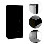18.5 Modern Double-door Armoire with Metal Rod, One Drawer and Five Shelves