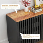 Modern Storage Cabinet with Grille Striped Doors and 6 Drawers for Living Room