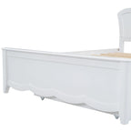 White Full Size Modern Wood Platform Bed with Headboard & Twin Trundle