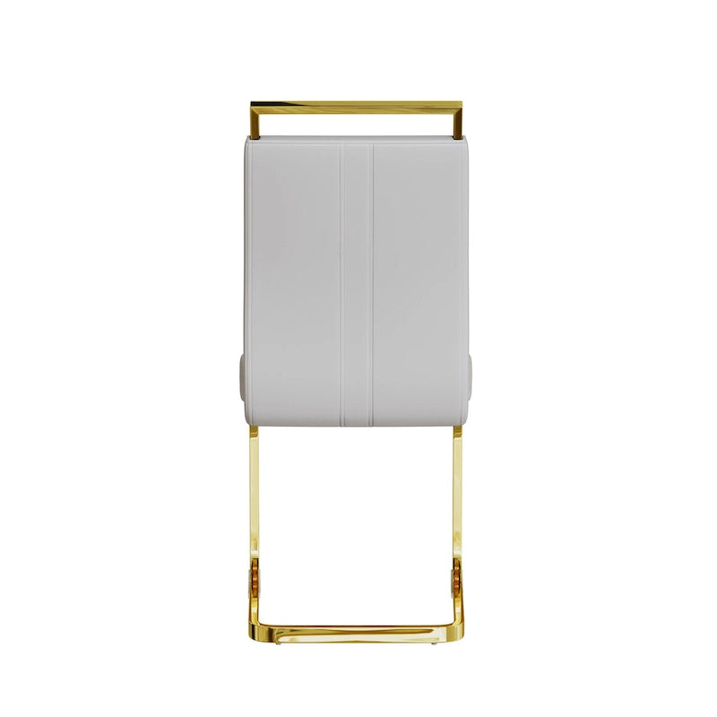 Modern Style 5-Piece Dining Set with Rectangular Tempered Glass Table and High Back Golden Plating Legs Dining Armless Chairs