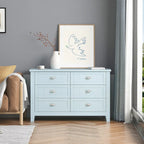 Antique Style 6-Drawer Double Dresser with Retro Shell Handle for Bedroom, Living Room