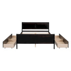 Full Pine Wood Platform Bed with 4 Drawers & Design