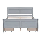Full Pine Wood Platform Bed with 4 Drawers & Design