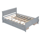 Full Pine Wood Platform Bed with 4 Drawers & Design