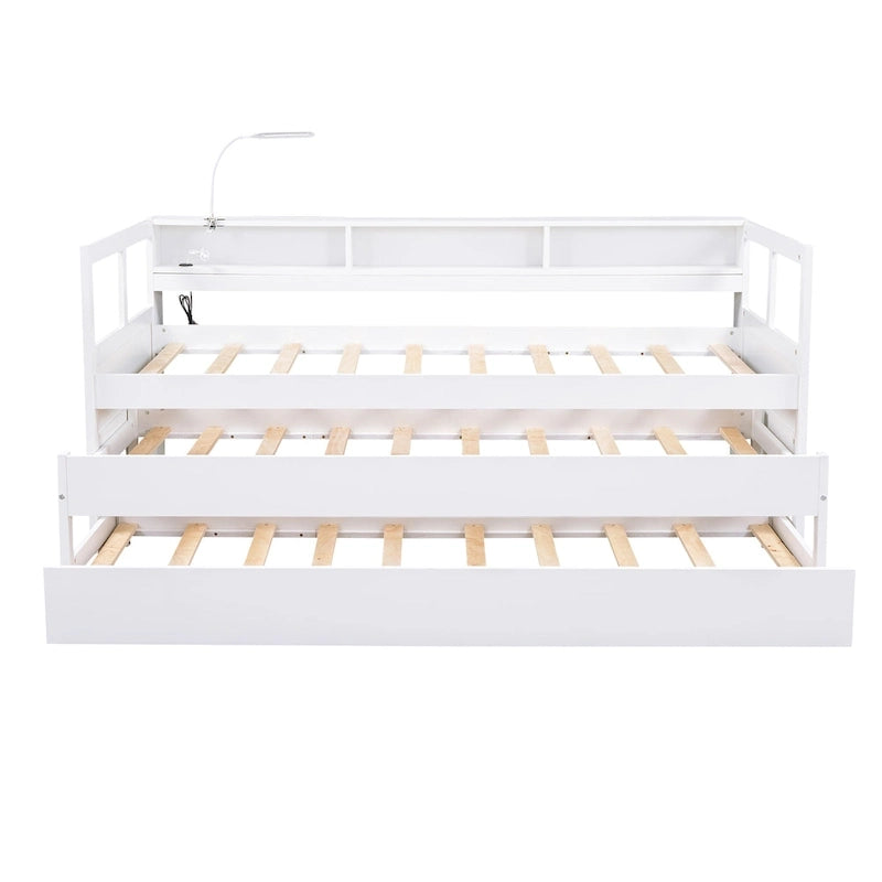 Twin XL Daybed with Trundles, Shelves & USB