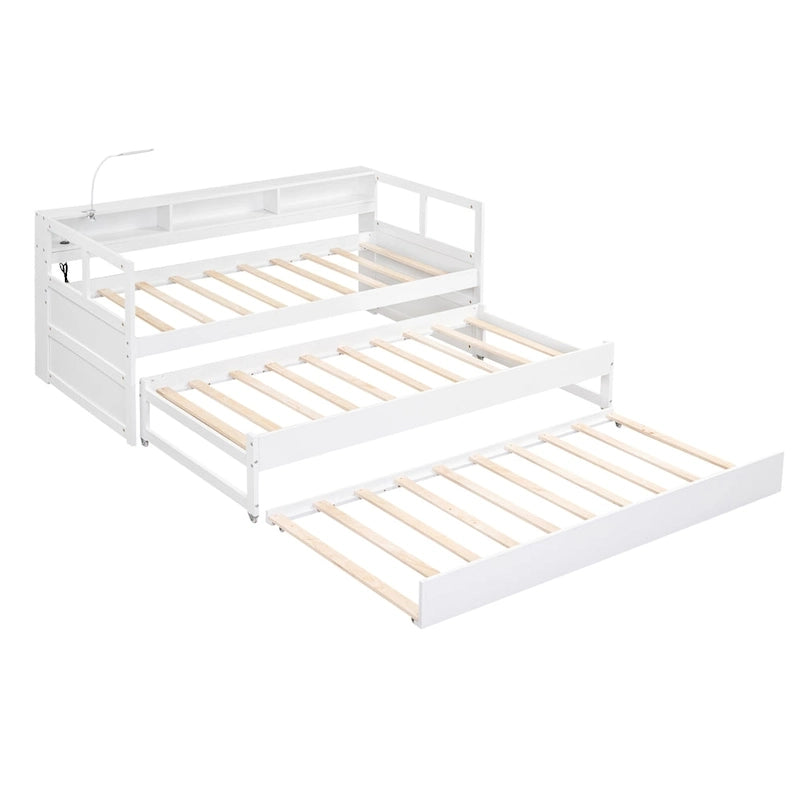 Twin XL Daybed with Trundles, Shelves & USB