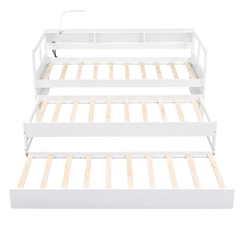 Twin XL Daybed with Trundles, Shelves & USB