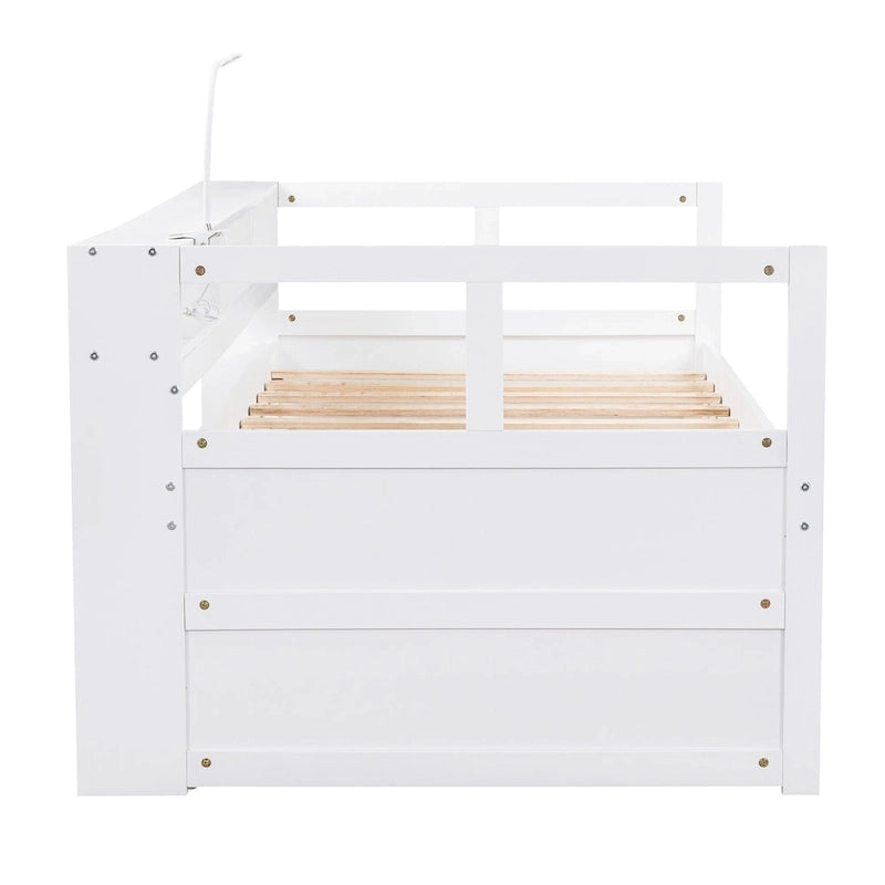 Twin XL Daybed with Trundles, Shelves & USB