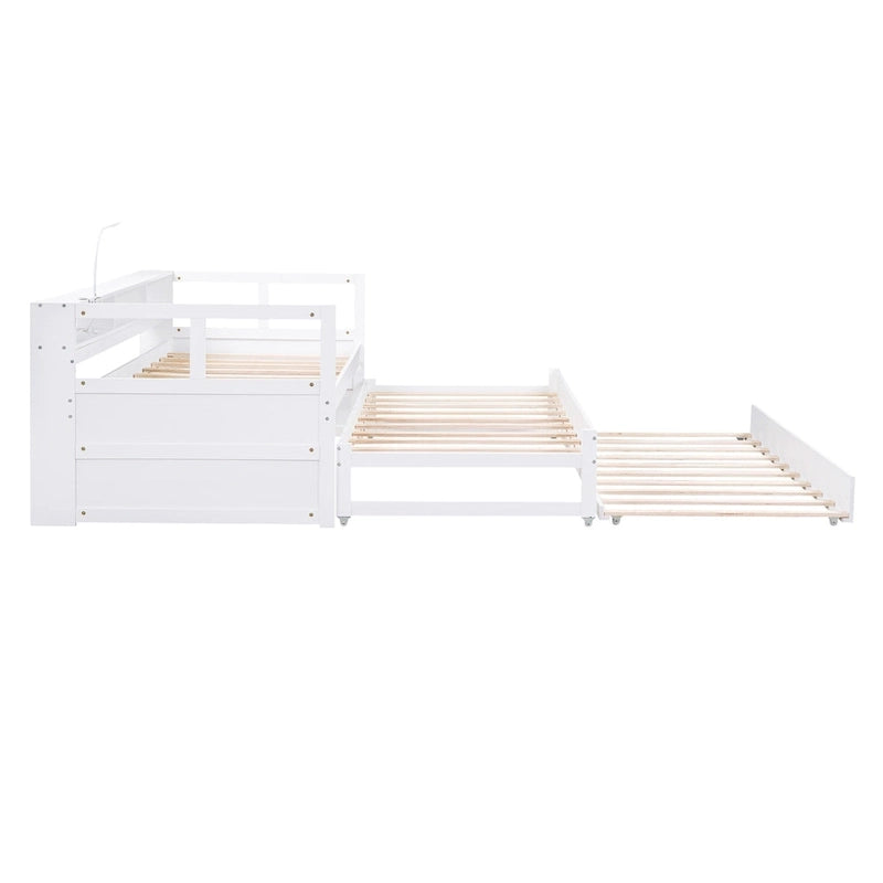Twin XL Daybed with Trundles, Shelves & USB