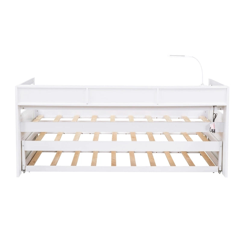Twin XL Daybed with Trundles, Shelves & USB
