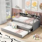 Twin XL Daybed with Trundles, Shelves & USB