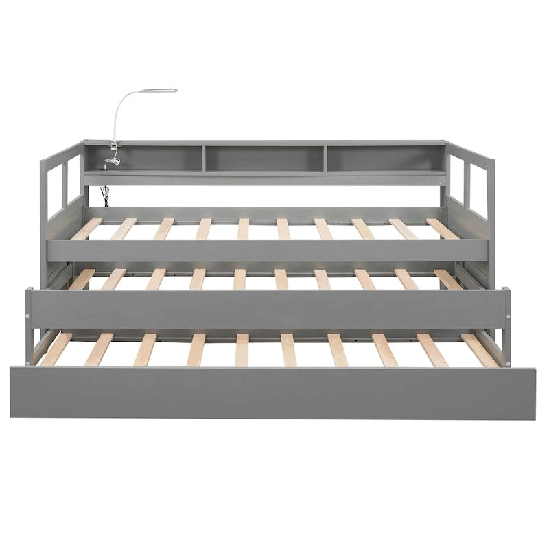 Twin XL Daybed with Trundles, Shelves & USB