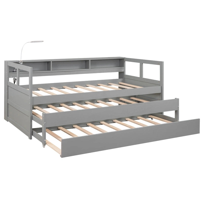 Twin XL Daybed with Trundles, Shelves & USB
