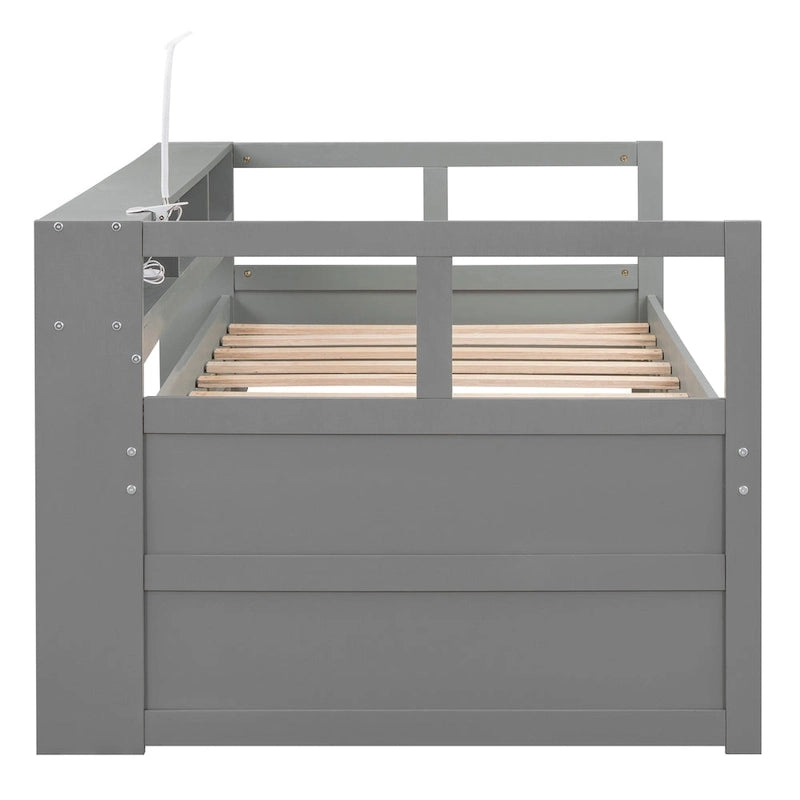 Twin XL Daybed with Trundles, Shelves & USB