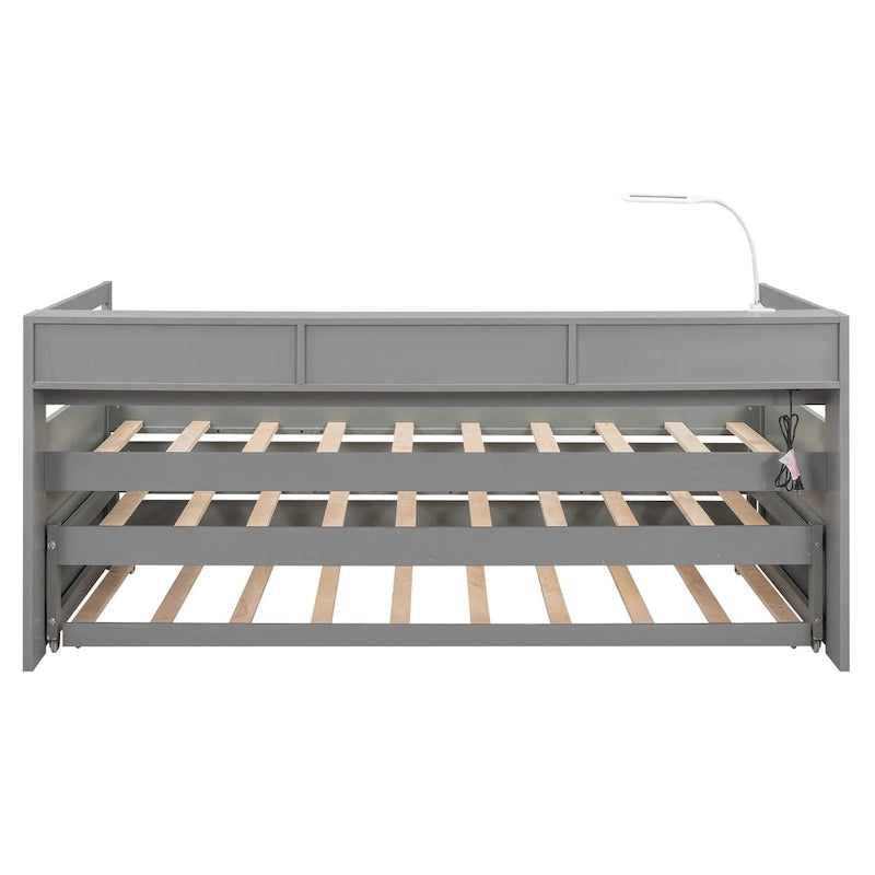 Twin XL Daybed with Trundles, Shelves & USB
