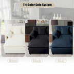 64 Oversized Chenille 2-Seater Sofa with DIY Combo & Storage Pockets