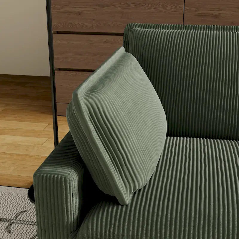 103 Corduroy Modern Classic 4-Seater Sofa with Deep Seat & 4 Pillows