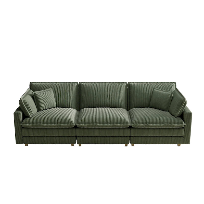 103 Corduroy Modern Classic 4-Seater Sofa with Deep Seat & 4 Pillows
