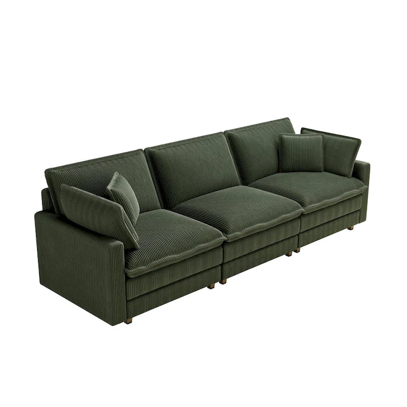 103 Corduroy Modern Classic 4-Seater Sofa with Deep Seat & 4 Pillows
