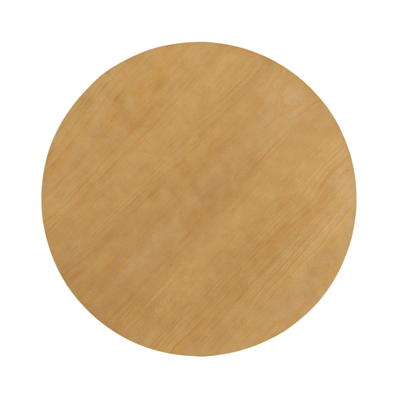 Farmhouse Style 5-Piece Wooden Dining Set with Round Table and 4 Lambswool-like Fabric Upholstered Chairs