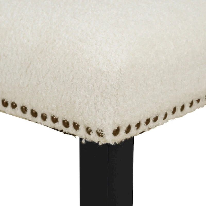 Farmhouse Style 5-Piece Wooden Dining Set with Round Table and 4 Lambswool-like Fabric Upholstered Chairs