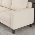 Beige Fabric Sofa with Square Arm and Tufted Back