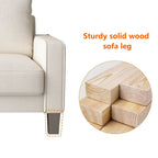 Beige Fabric Sofa with Square Arm and Tufted Back